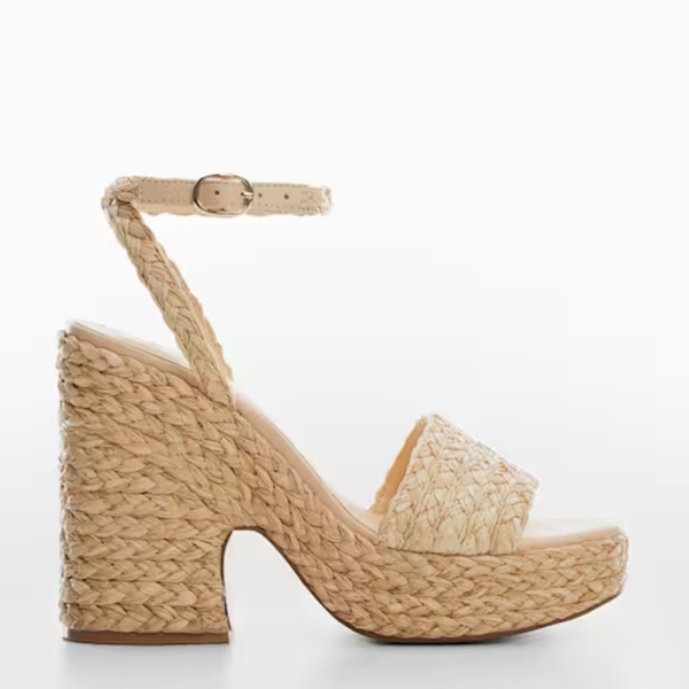 Mango Raffia Braided Platform Heels - image 1